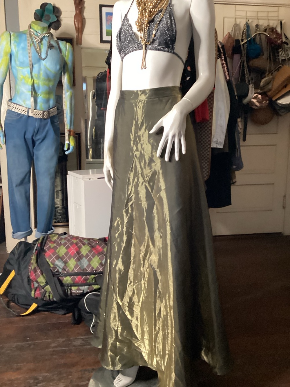 Vintage   Collections gold liquid long skirt